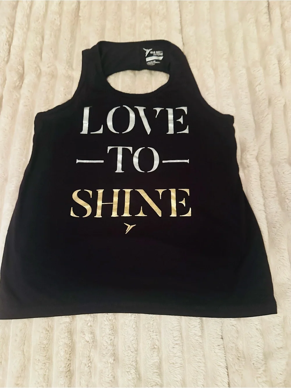 Girls' Black 'Love to Shine' Metallic Print Tank Top